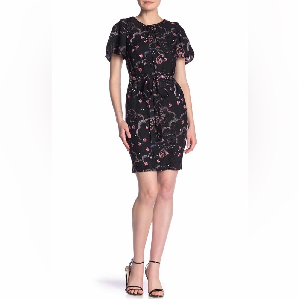 NWT Rebecca Taylor 100% Silk Neptune Short Sleeve Mini Slip On Dress